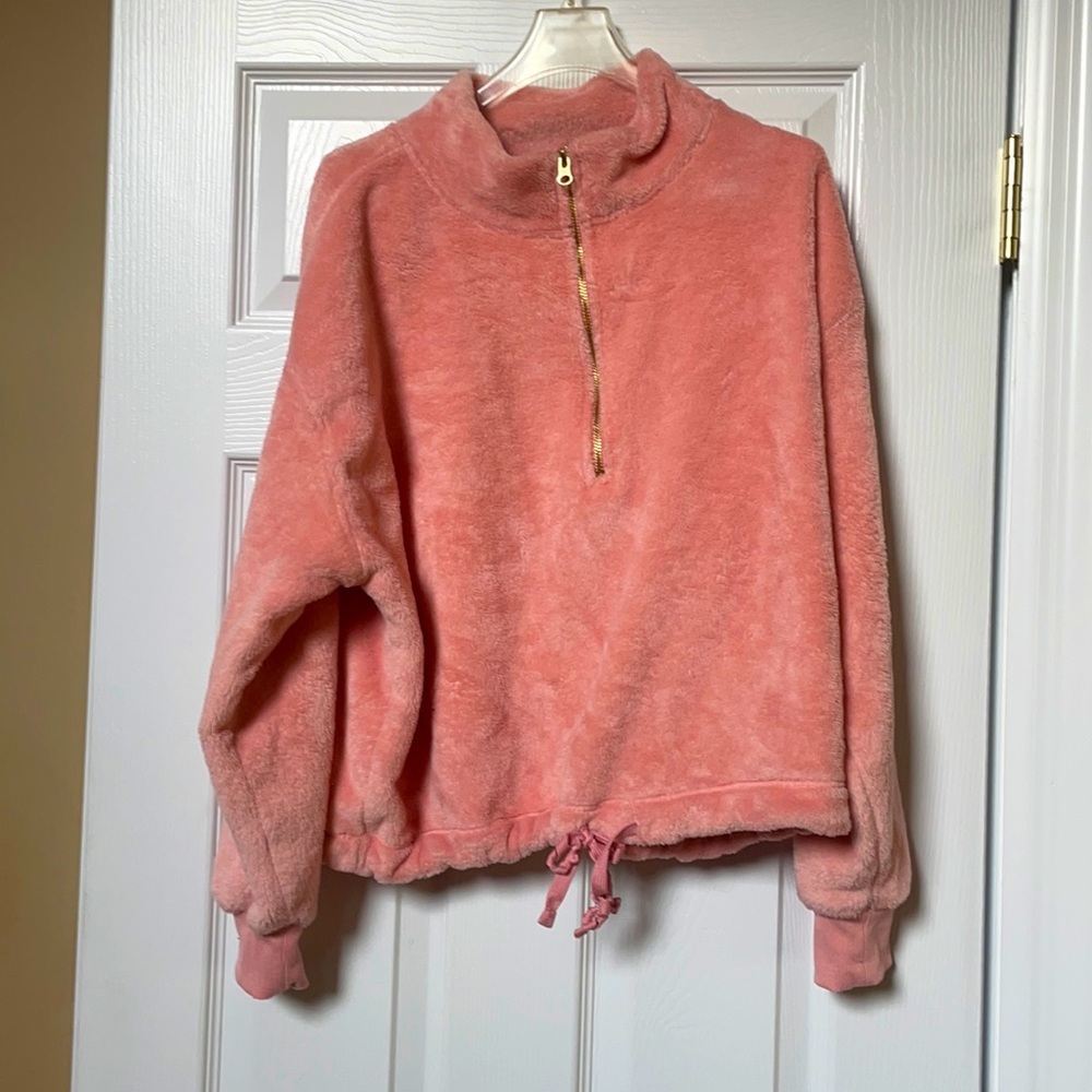 Old Navy Pink Fuzzy 3/4 Zip Pullover